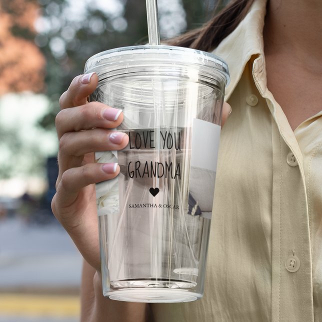 Modern Collage Photo Love You Grandma Best Gift Acrylic Tumbler (Creator Uploaded)