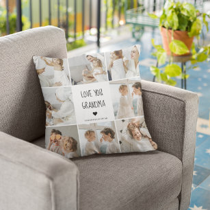 Modern Collage Photo Love You Grandma Best Gift Cushion