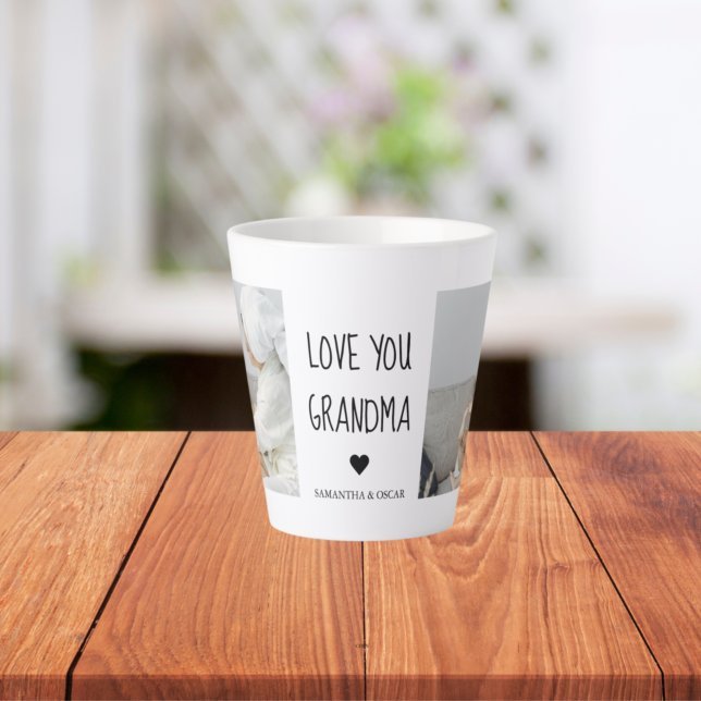 Modern Collage Photo Love You Grandma Best Gift Latte Mug (Creator Uploaded)