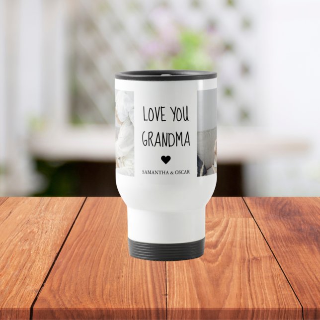 Modern Collage Photo Love You Grandma Best Gift Travel Mug (Creator Uploaded)