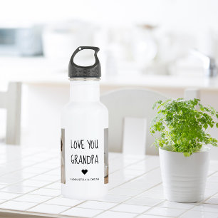 Modern Collage Photo Love You Grandpa Best Gift 532 Ml Water Bottle