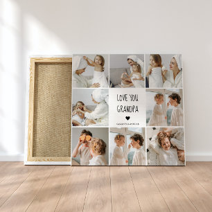 Modern Collage Photo Love You Grandpa Best Gift Canvas Print