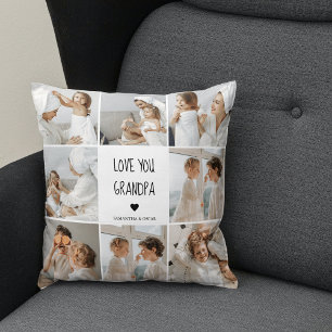 Modern Collage Photo Love You Grandpa Best Gift Cushion