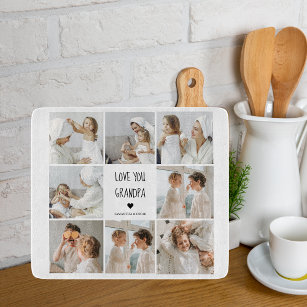 Modern Collage Photo Love You Grandpa Best Gift Cutting Board