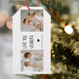 Modern Collage Photo Love You Grandpa Best Gift Gift Tags