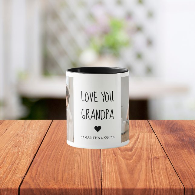 Modern Collage Photo Love You Grandpa Best Gift Mug (Creator Uploaded)