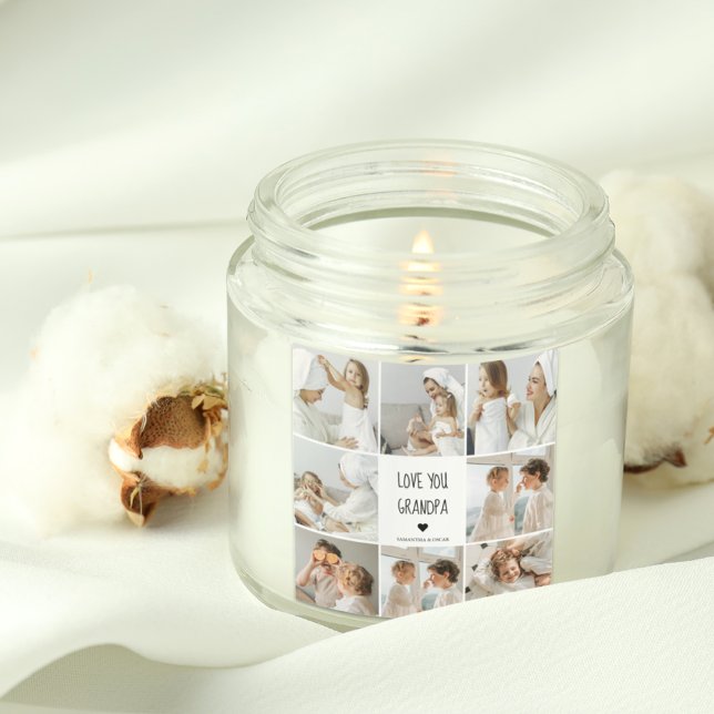 Modern Collage Photo Love You Grandpa Best Gift Square Sticker (Creator Uploaded)