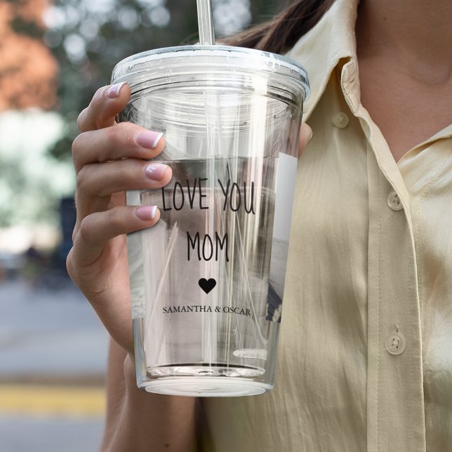 Modern Collage Photo Love You Mum Best Gift Acrylic Tumbler (Creator Uploaded)