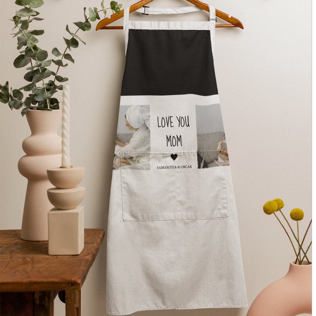 Modern Collage Photo Love You Mum Best Gift Apron (Creator Uploaded)