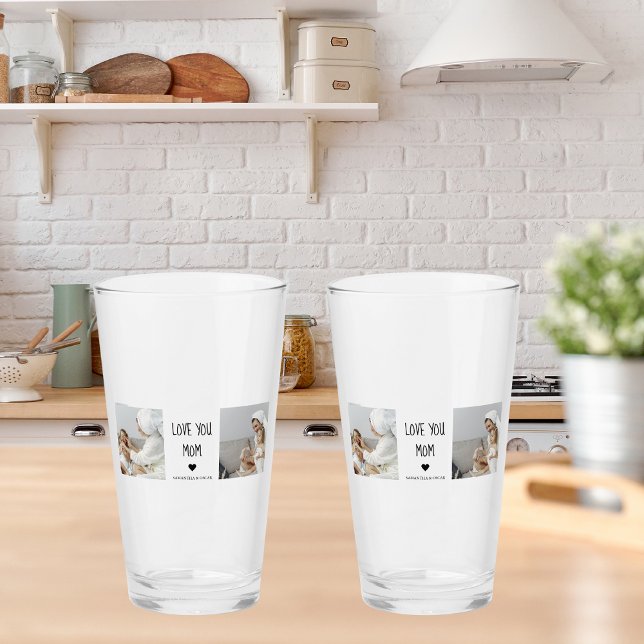 Modern Collage Photo Love You Mum Best Gift Glass (Creator Uploaded)