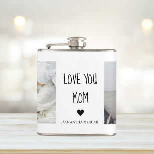 Modern Collage Photo Love You Mum Best Gift Hip Flask