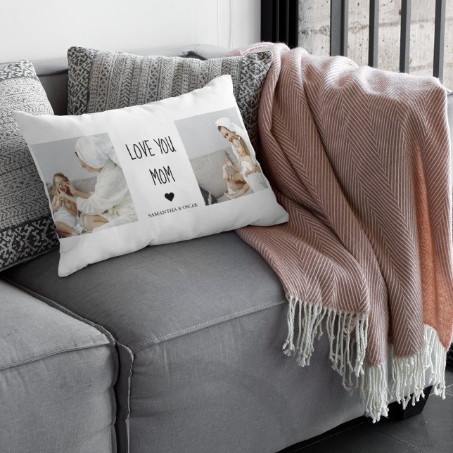 Modern Collage Photo Love You Mum Best Gift Lumbar Cushion (Creator Uploaded)