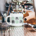 Modern Collage Photo Mint Best Hubby Gift Espresso Cup<br><div class="desc">Modern Collage Photo Mint Best Hubby Gift is a personalised gift idea for husbands that combines the beauty of a photo collage with the charm of a mint frame. This unique gift is designed to showcase the most memorable moments shared by the couple, such as their wedding day, romantic dates,...</div>