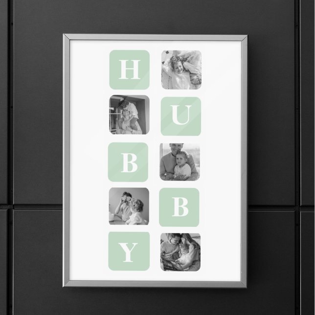 Modern Collage Photo Mint Best Hubby Gift Poster (Creator Uploaded)