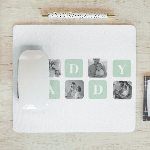 Modern Collage Photo Mint & Happy FathersDay Gift Mouse Pad