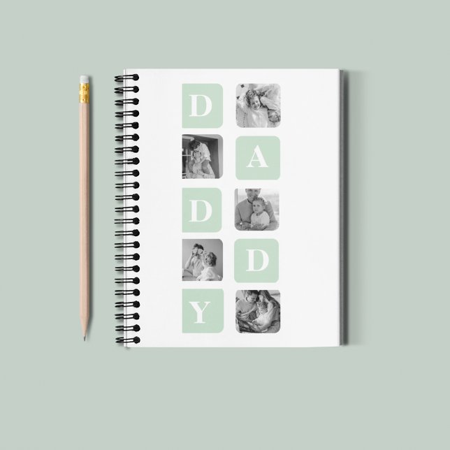Modern Collage Photo Mint & Happy FathersDay Gift Notebook (Creator Uploaded)