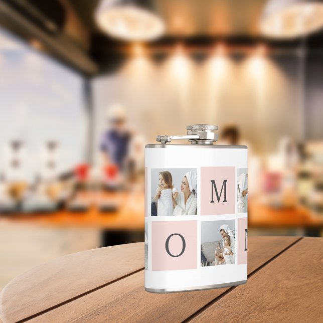 Modern Collage Photo & Pastel Pink Mummy Gift Hip Flask (Creator Uploaded)