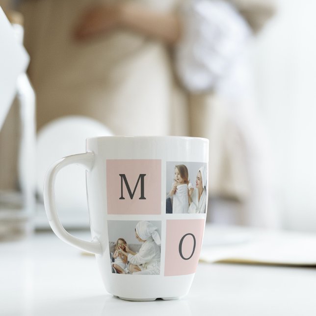 Modern Collage Photo & Pastel Pink Mummy Gift Latte Mug (Creator Uploaded)
