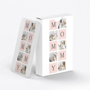 Modern Collage Photo & Pastel Pink Mummy Gift Playing Cards