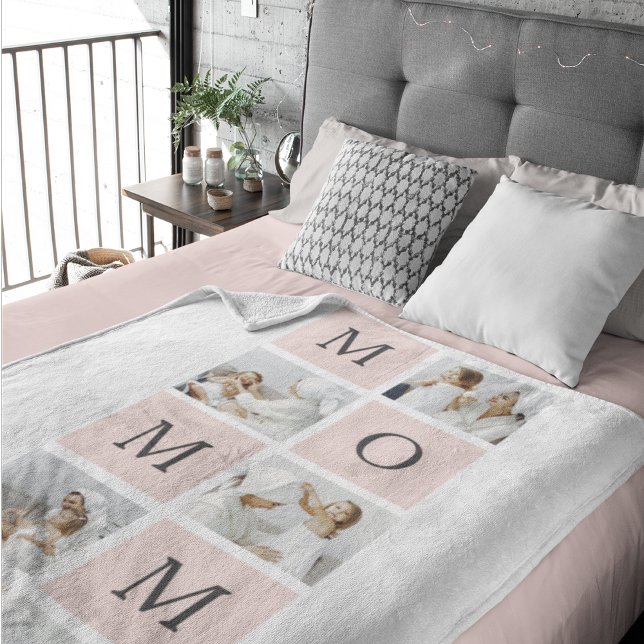 Modern Collage Photo & Pastel Pink Mummy Gift Sherpa Blanket (Creator Uploaded)