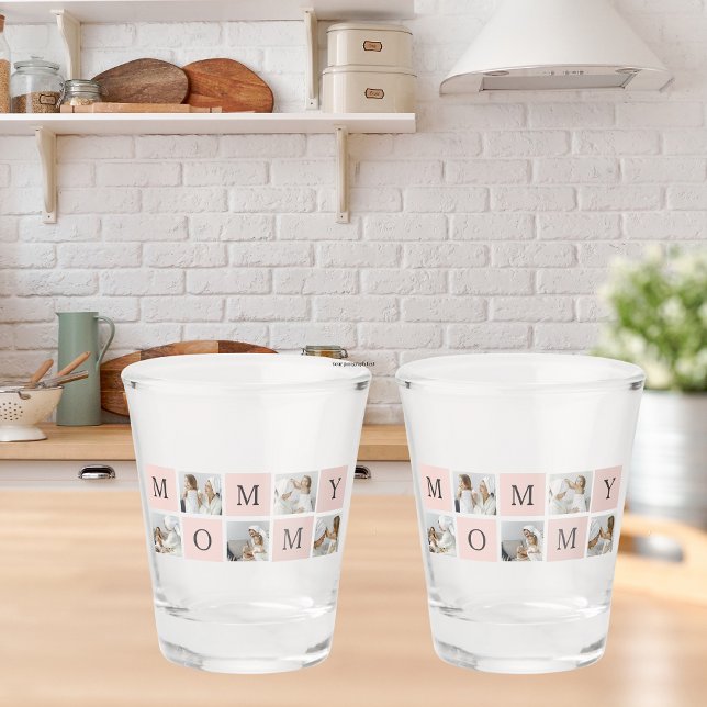Modern Collage Photo & Pastel Pink Mummy Gift Shot Glass (Creator Uploaded)