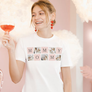 Modern Collage Photo & Pastel Pink Mummy Gift T-Shirt