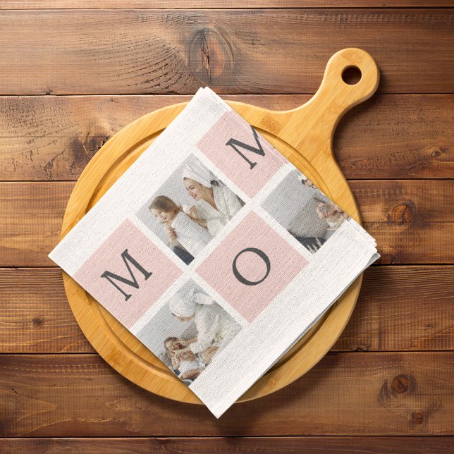 Modern Collage Photo & Pastel Pink Mummy Gift Tea Towel (Creator Uploaded)