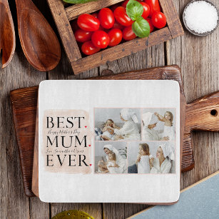 Modern Collage Photo Pink Happy Mothers Day Cutting Board
