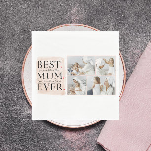 Modern Collage Photo Pink Happy Mothers Day Napkin