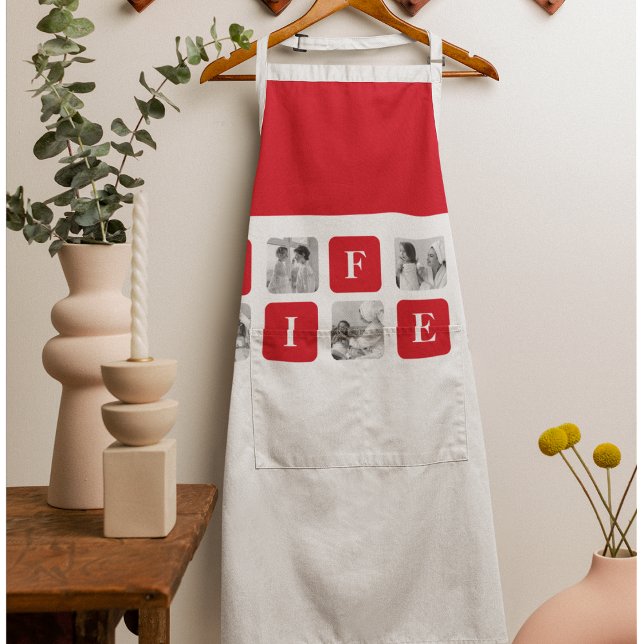 Modern Collage Photo & Red Gift For Lovely Wifey Apron (Creator Uploaded)