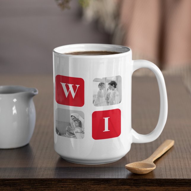 Modern Collage Photo & Red Gift For Lovely Wifey Coffee Mug (Creator Uploaded)