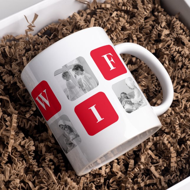 Modern Collage Photo & Red Gift For Lovely Wifey Mug (Creator Uploaded)