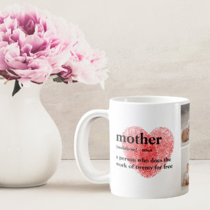 Modern Collage Photo & Red Heart Mother Gift Coffee Mug