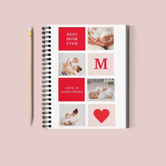 Modern Collage Photo Red & Pink Best Mum Ever Gift Notebook (Creator Uploaded)
