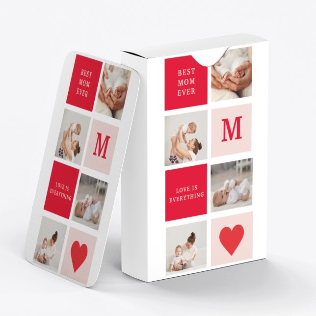Modern Collage Photo Red & Pink Best Mum Ever Gift Playing Cards (Creator Uploaded)