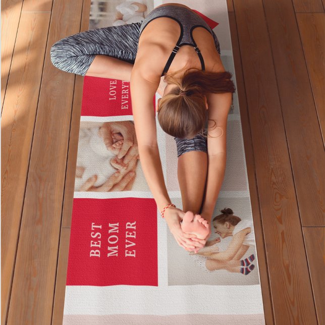 Modern Collage Photo Red & Pink Best Mum Ever Gift Yoga Mat (Creator Uploaded)