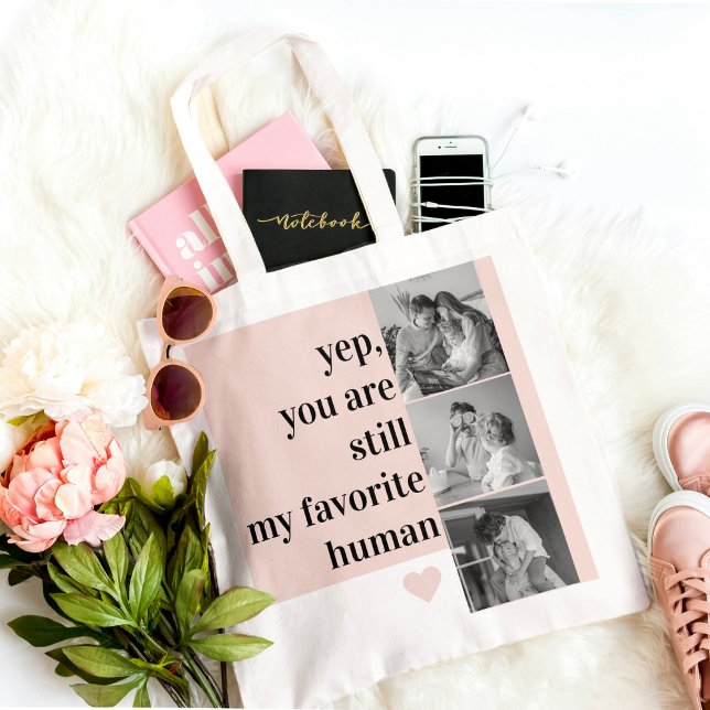 Modern Collage Photo & Romantic Lovely Quote Gift Tote Bag (Creator Uploaded)