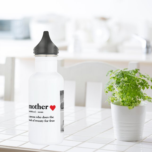 Modern Collage Photo & Text Red Heart Mother Gift 532 Ml Water Bottle (Creator Uploaded)