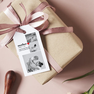 Modern Collage Photo & Text Red Heart Mother Gift Gift Tags