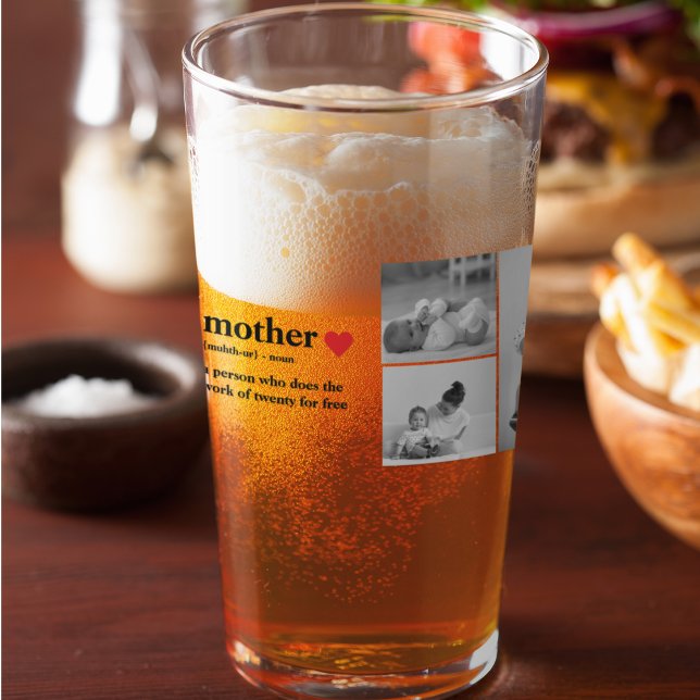 Modern Collage Photo & Text Red Heart Mother Gift Glass (Creator Uploaded)