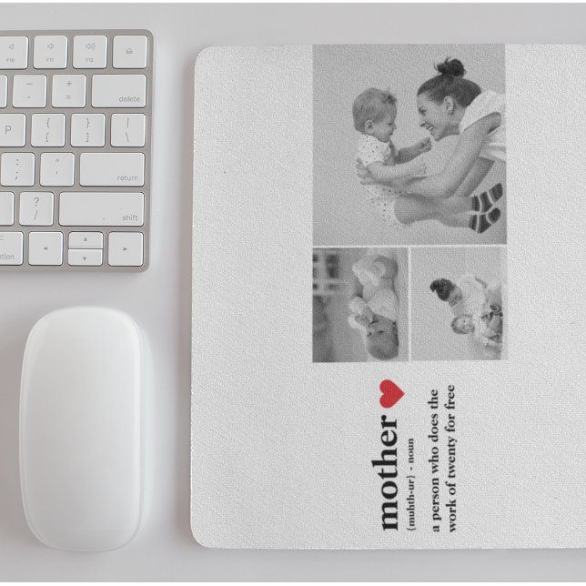 Modern Collage Photo & Text Red Heart Mother Gift Mouse Pad (Creator Uploaded)