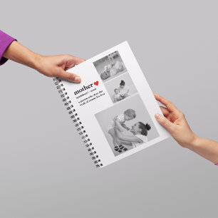 Modern Collage Photo & Text Red Heart Mother Gift Notebook