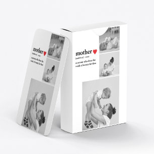 Modern Collage Photo & Text Red Heart Mother Gift Playing Cards