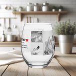 Modern Collage Photo & Text Red Heart Mother Gift Stemless Wine Glass<br><div class="desc">Toast to the wonderful bond with your mum using this personalised wine glass! Featuring a modern collage design, this wine glass is a heartfelt tribute to your cherished memories together. Customise it with your favourite photos and meaningful text, surrounded by a vibrant red heart symbolising your love. Whether it's for...</div>