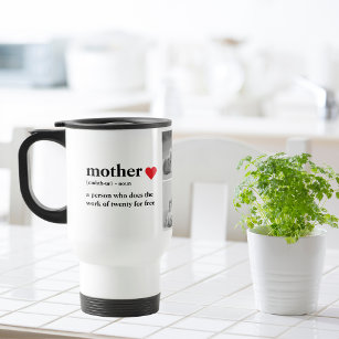 Modern Collage Photo & Text Red Heart Mother Gift Travel Mug