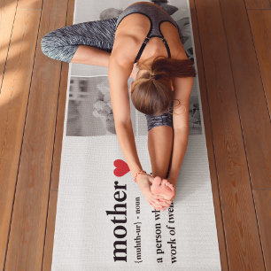 Modern Collage Photo & Text Red Heart Mother Gift Yoga Mat