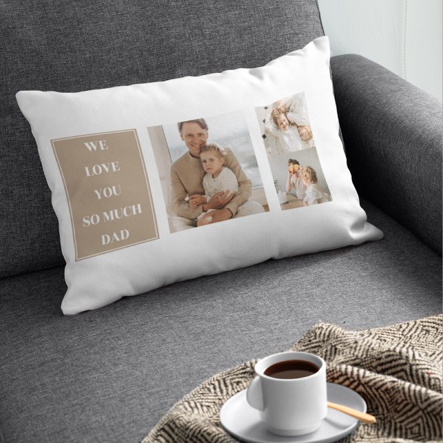 Modern Collage Photo & We Love Dad Gifts Lumbar Cushion (Creator Uploaded)