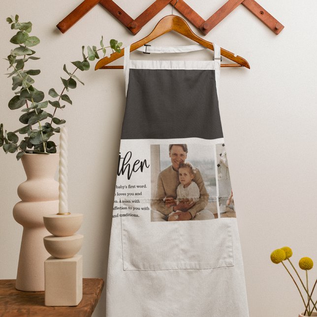 Modern Collage Photo With Father Best Quote Gift Apron (Creator Uploaded)