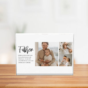 Modern Collage Photo With Father Best Quote Gift Block