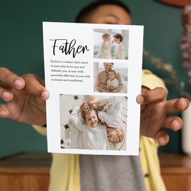 Modern Collage Photo With Father Best Quote Gift Holiday Card (Creator Uploaded)